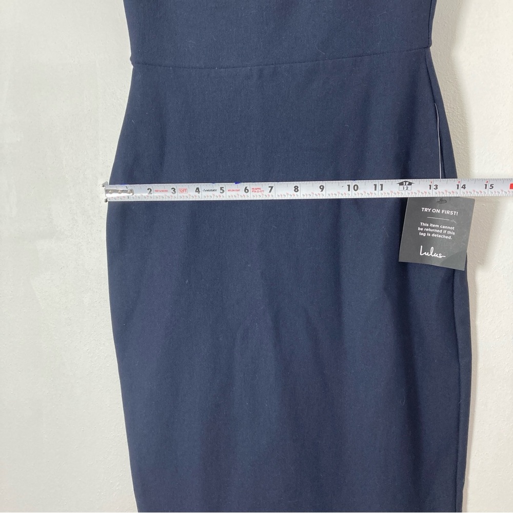 Lulus How Much I Care Off-The-Shoulder Midi Dress Basic Sleeved Blue XS - Picture 10 of 16